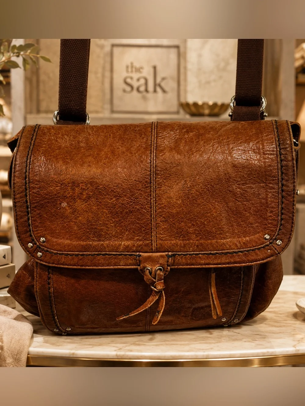 The Sak Ventura Brown Leather Convertible Backpack Crossbody Shoulder Bag